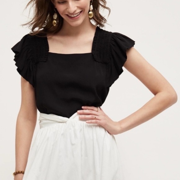 Maeve Tops - Maeve Anthropologie Black Top with Ruffle Sleeves